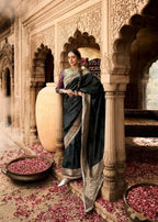 Black Silk Saree - drape and pallu detail