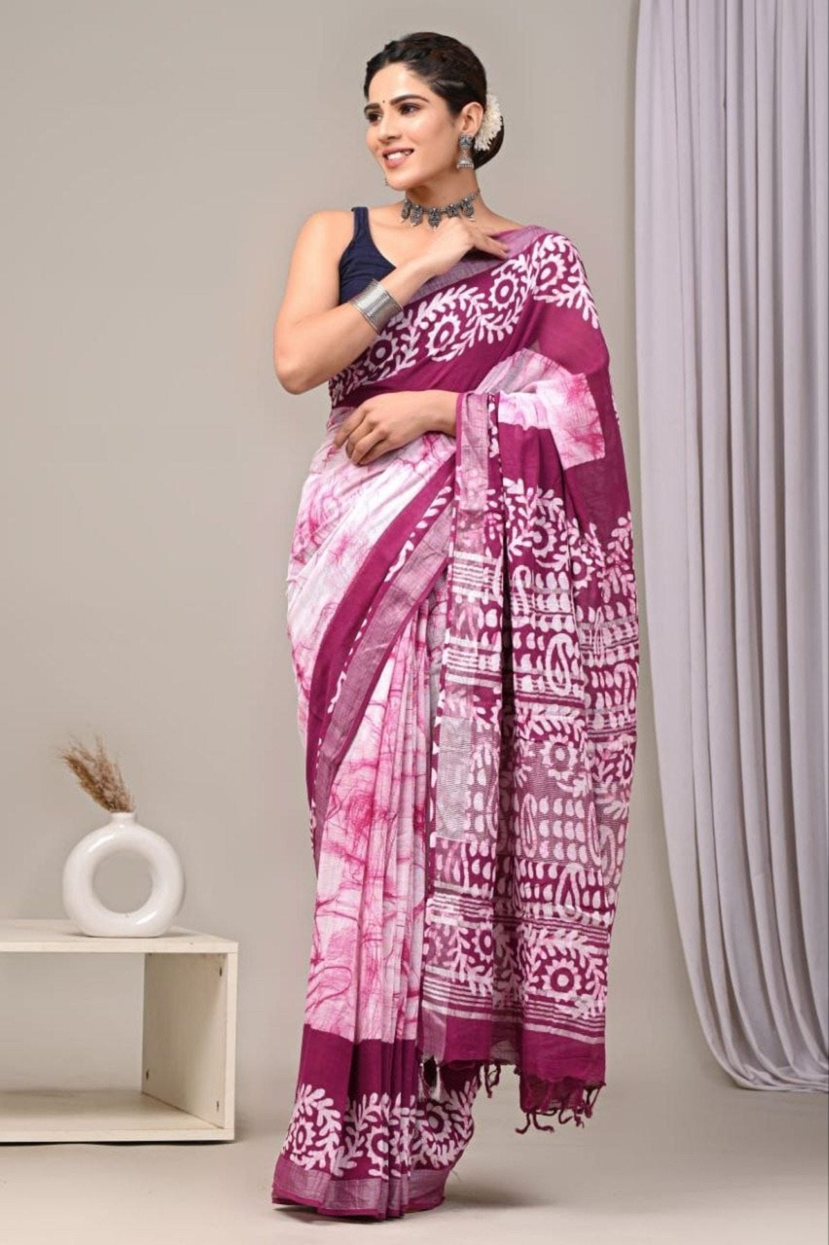 Cotton Saree - drape and pallu detail