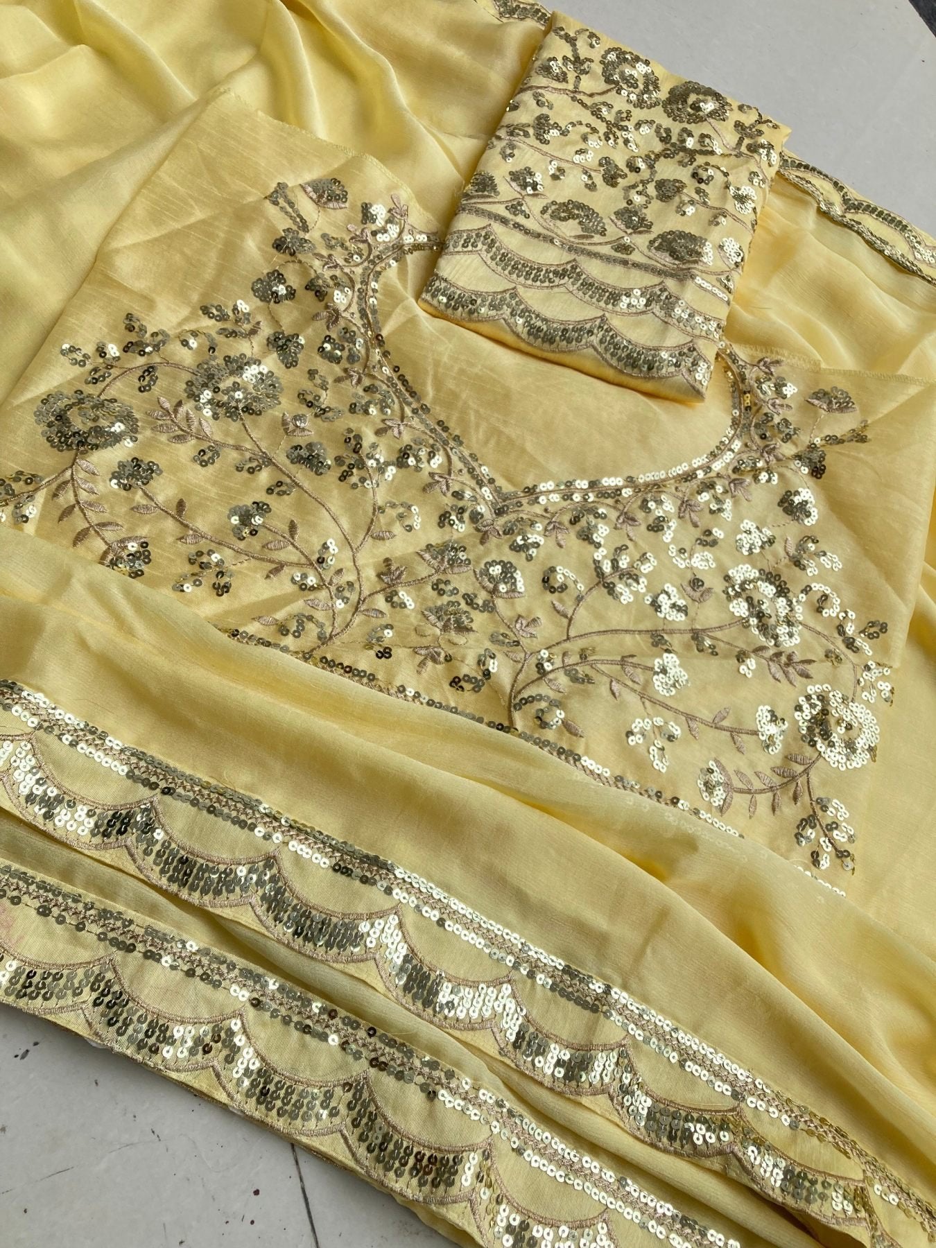 Chiffon Saree - side drape view