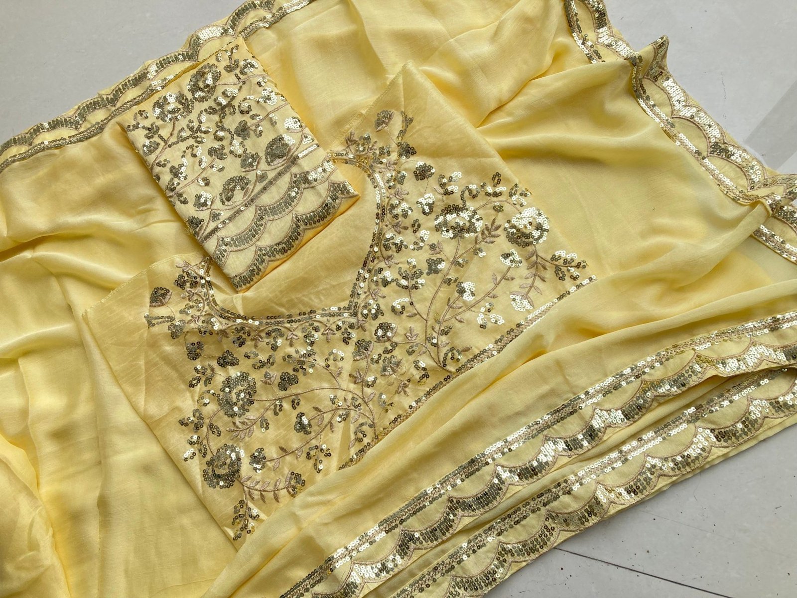 Chiffon Saree - Sequins embroidery work detail