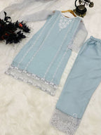 Organza Silk Three Set Kurti back view