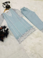 Organza Silk Three Set Kurti detailed view