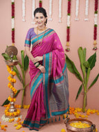 Pink Silk Saree for women - full front view | Snyvia