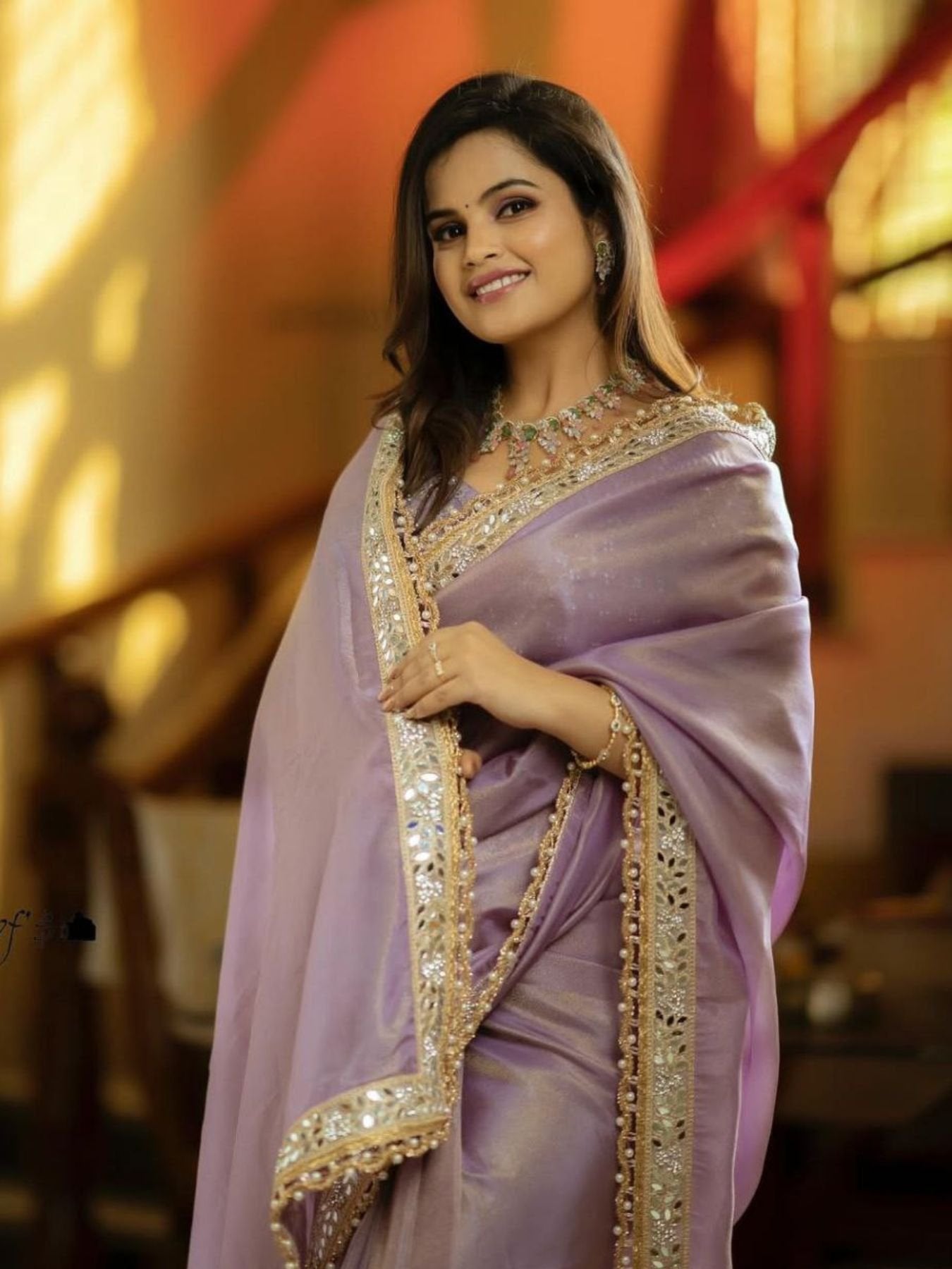 Purple Net Saree for women - full front view | Snyvia