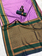 Pink Silk Saree - side drape view