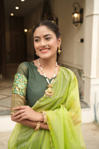Silk Lehenga with Weaving Border and Zari Work for Bridal Functions styling view