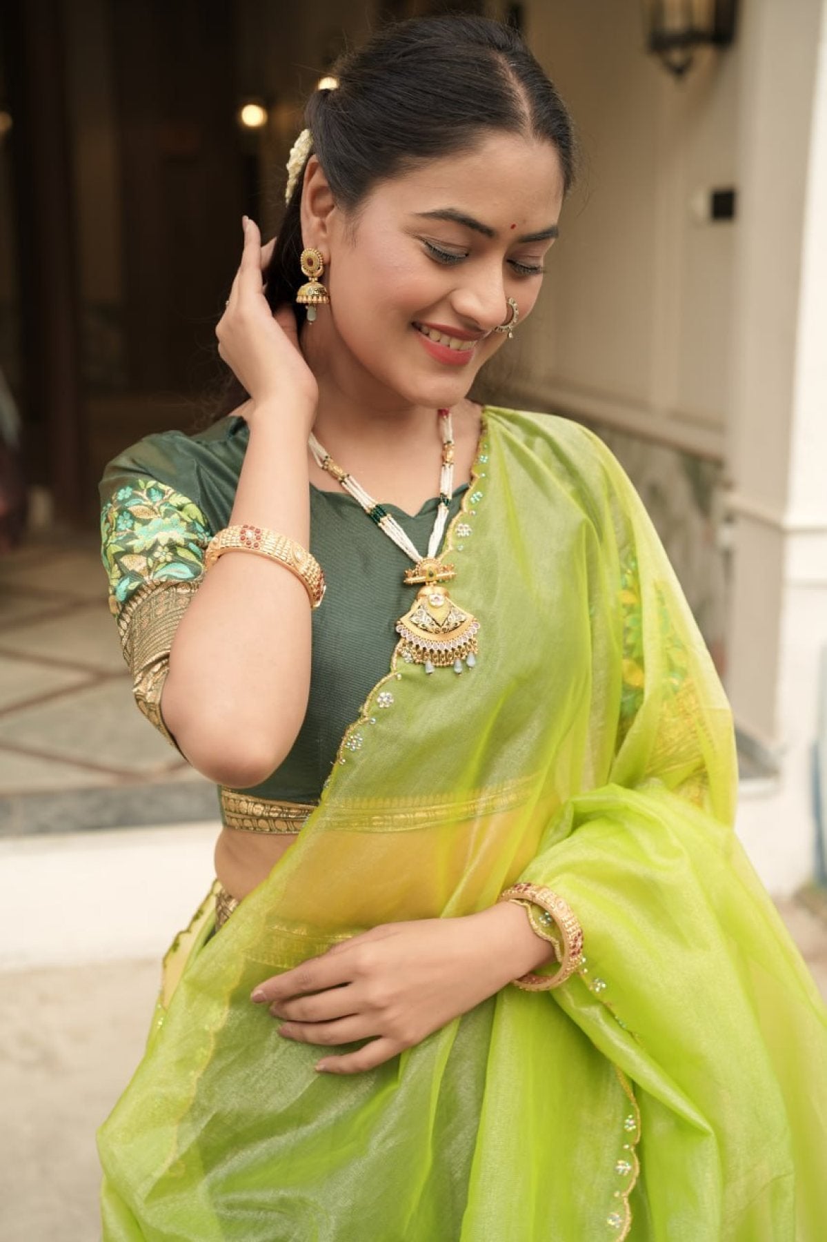 Silk Lehenga with Weaving Border and Zari Work for Bridal Functions colour variant view