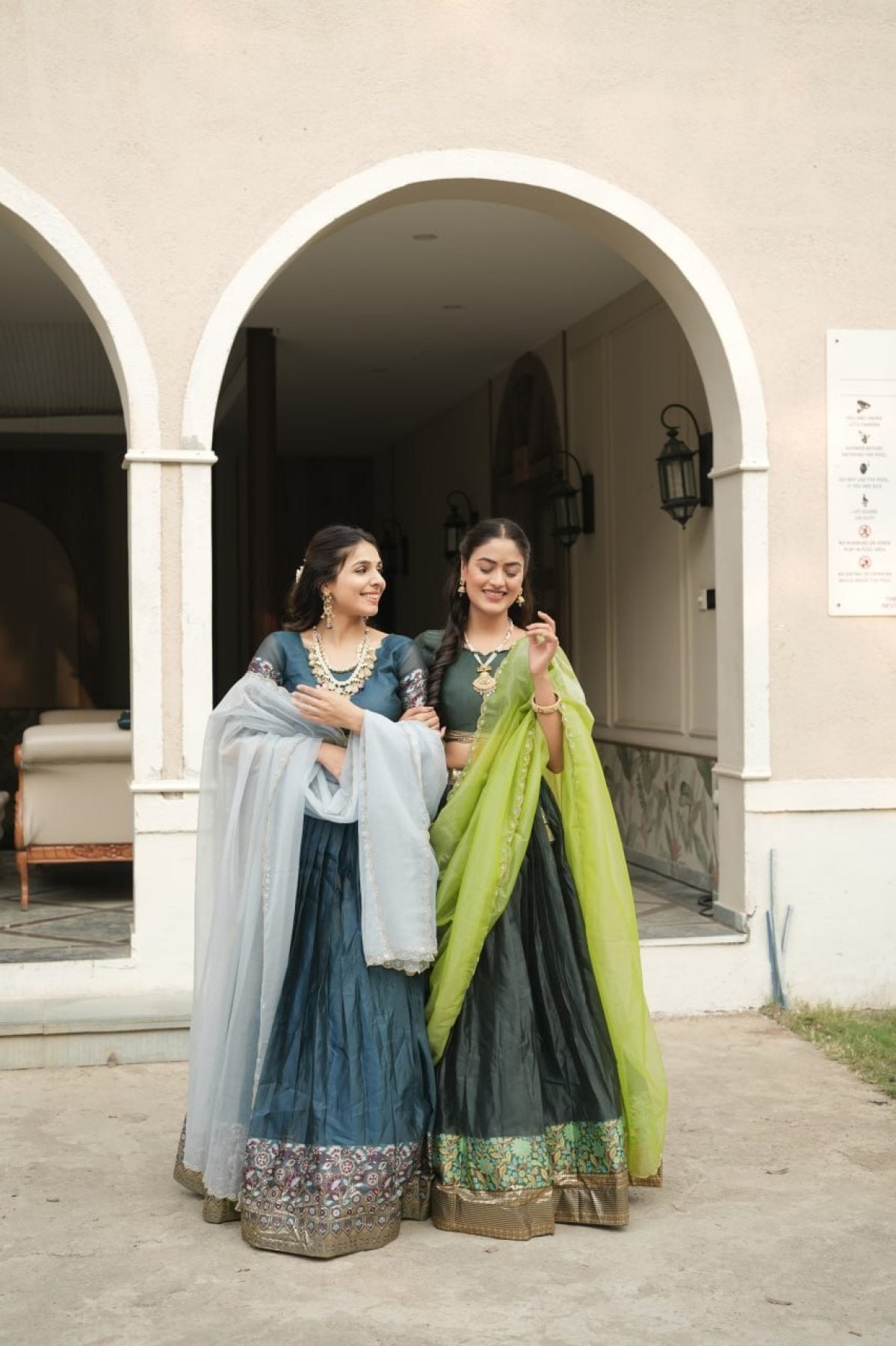 Silk Lehenga with Weaving Border and Zari Work for Bridal Functions full drape view