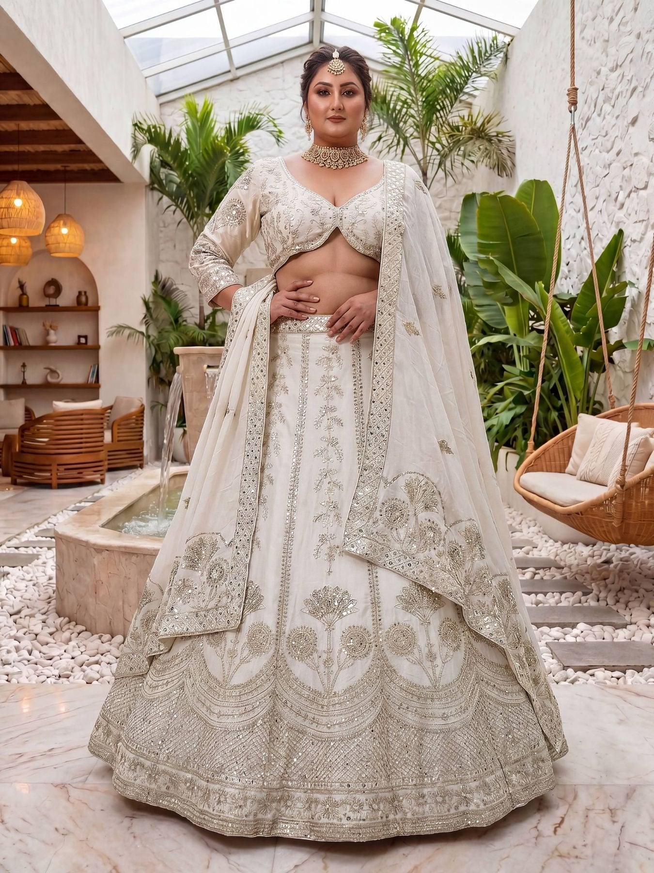 Chinon Silk Plus Size Lehenga Choli with Zari Sequins Embroidery colour variant view