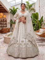 Chinon Silk Plus Size Lehenga Choli with Zari Sequins Embroidery front view