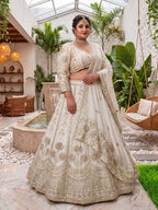 Chinon Silk Plus Size Lehenga Choli with Zari Sequins Embroidery blouse and dupatta detail