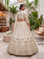 Chinon Silk Plus Size Lehenga Choli with Zari Sequins Embroidery fabric texture detail