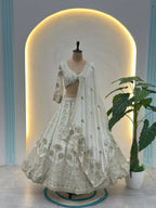 Chinon Silk Plus Size Lehenga Choli with Zari Sequins Embroidery back view