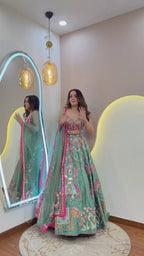 Mint Green Elephant Motif Designer Lehenga Choli