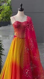 Exclusive Corset Lehenga - Fire Ombre