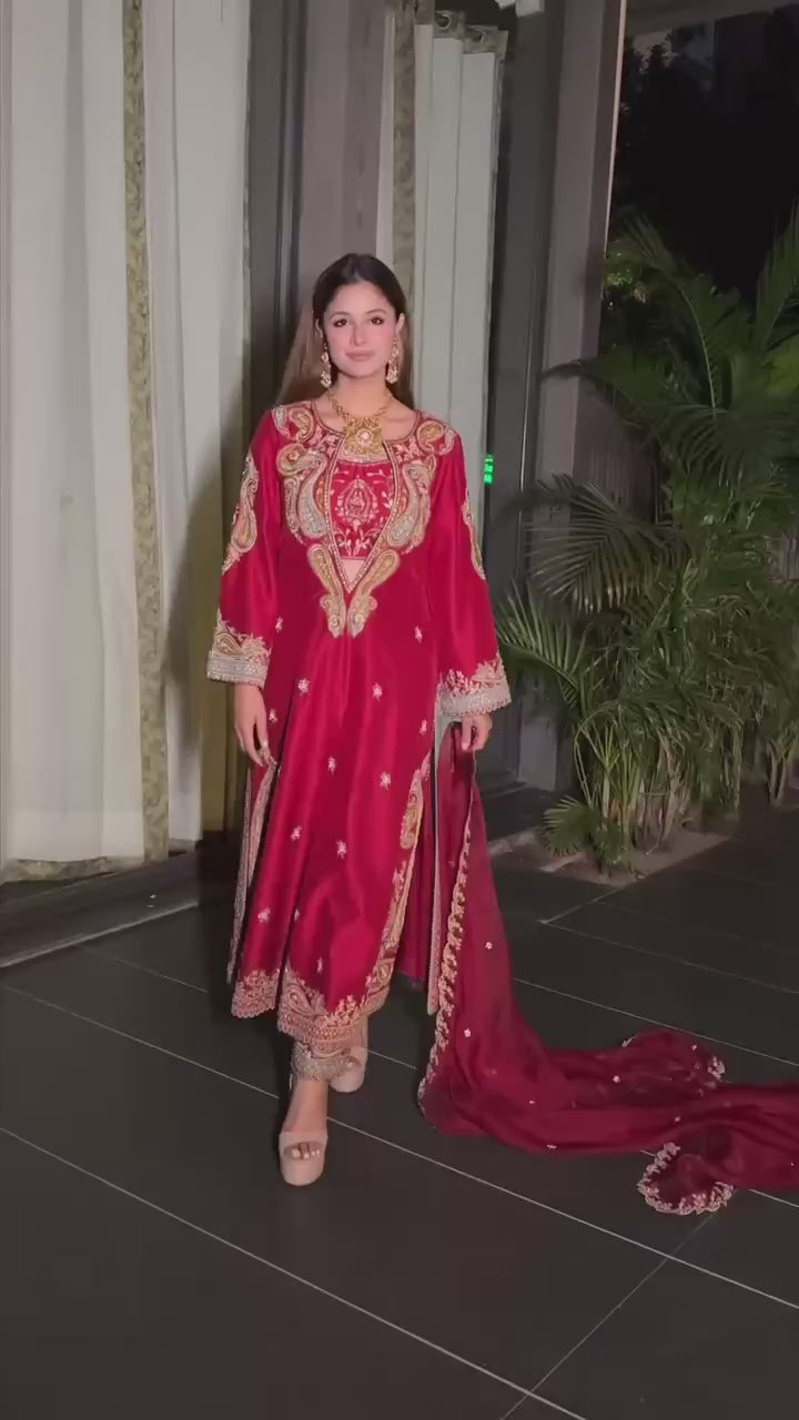 Chinon Kurti Blouse Pant & Dupatta Set |  Wedding Ethnic Wear