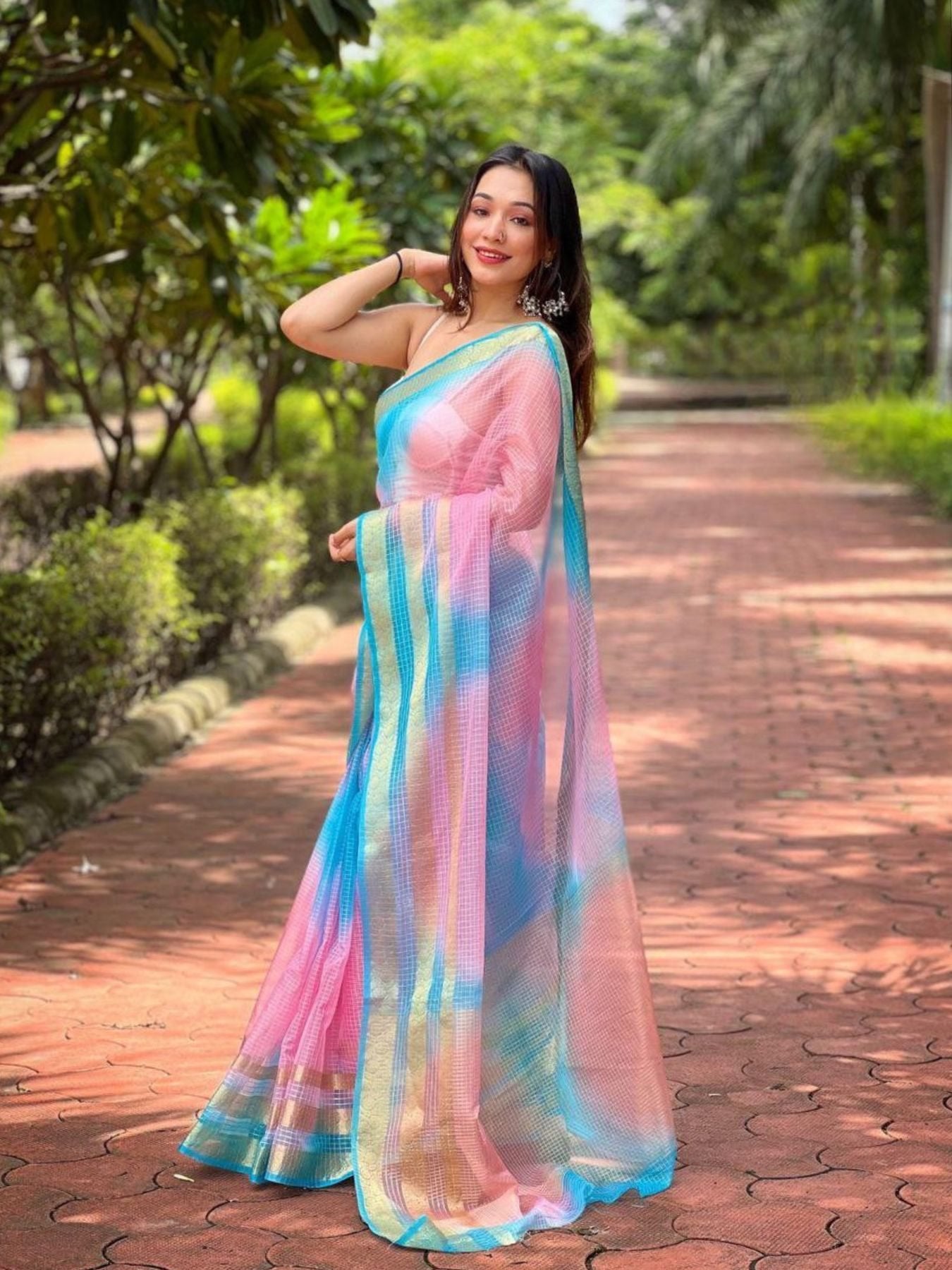 Organza Saree for women - full front view | Snyvia