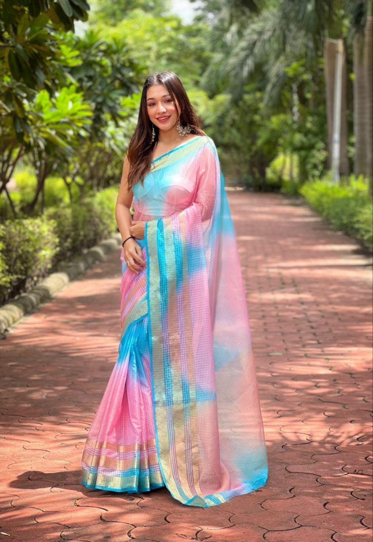 Organza Saree - drape and pallu detail