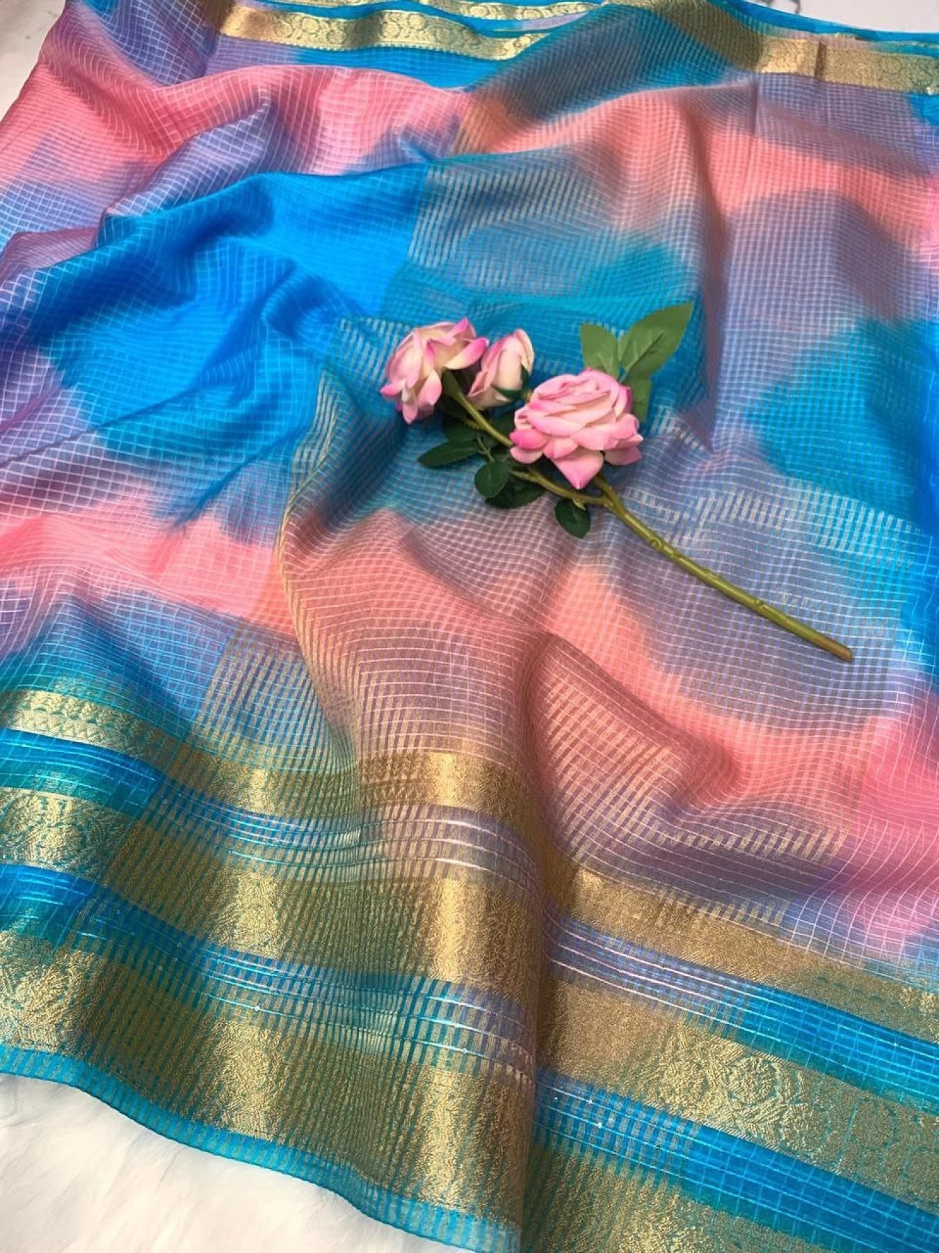 Organza Saree - side drape view