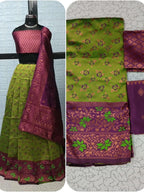 Pure Softy Silk Zari Half Lehenga Saree with Banarasi Dupatta for women | Snyvia
