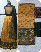 Pure Softy Silk Zari Half Lehenga Saree with Banarasi Dupatta fabric texture detail