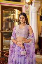 Mustard Yellow Ready to Wear Georgette Lehenga Choli with Sequins Work for Festive Wear full drape view