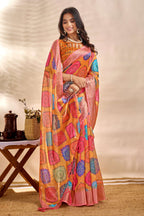 The pink zari border and Saree