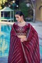 Rangoli Crush Lehenga Choli with Sequins Belt and Dupatta embroidery close-up