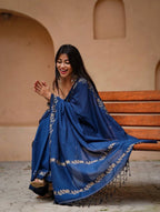 Navy Cotton Saree - styling and accessories view
