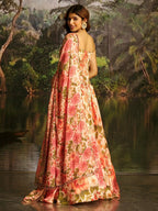 Pink Handwork Corset Lehenga Set styling view