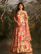 Pink Handwork Corset Lehenga Set colour variant view