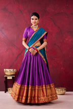 And Teal Narayanpet Silk Lehenga Choli With Zari Weaving Work blouse and dupatta detail