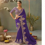 Purple Silk Saree - fabric texture close-up