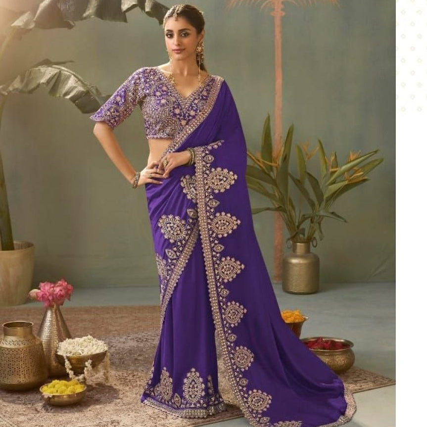 Purple Silk Saree - fabric texture close-up