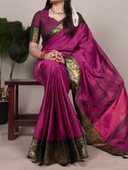 Golden Cotton Saree for women - full front view | Snyvia