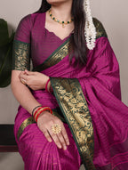 Golden Cotton Saree - drape and pallu detail