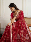 Red Georgette Saree for women - full front view | Snyvia