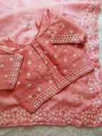 Pink Organza Saree for women - full front view | Snyvia