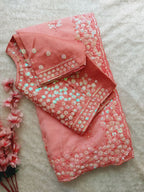 Pink Organza Saree - drape and pallu detail