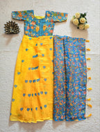 Yellow Linen Saree - fabric texture close-up