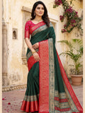 Green Kanjivaram Saree for women - full front view | Snyvia