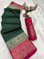 Green Kanjivaram Saree - drape and pallu detail