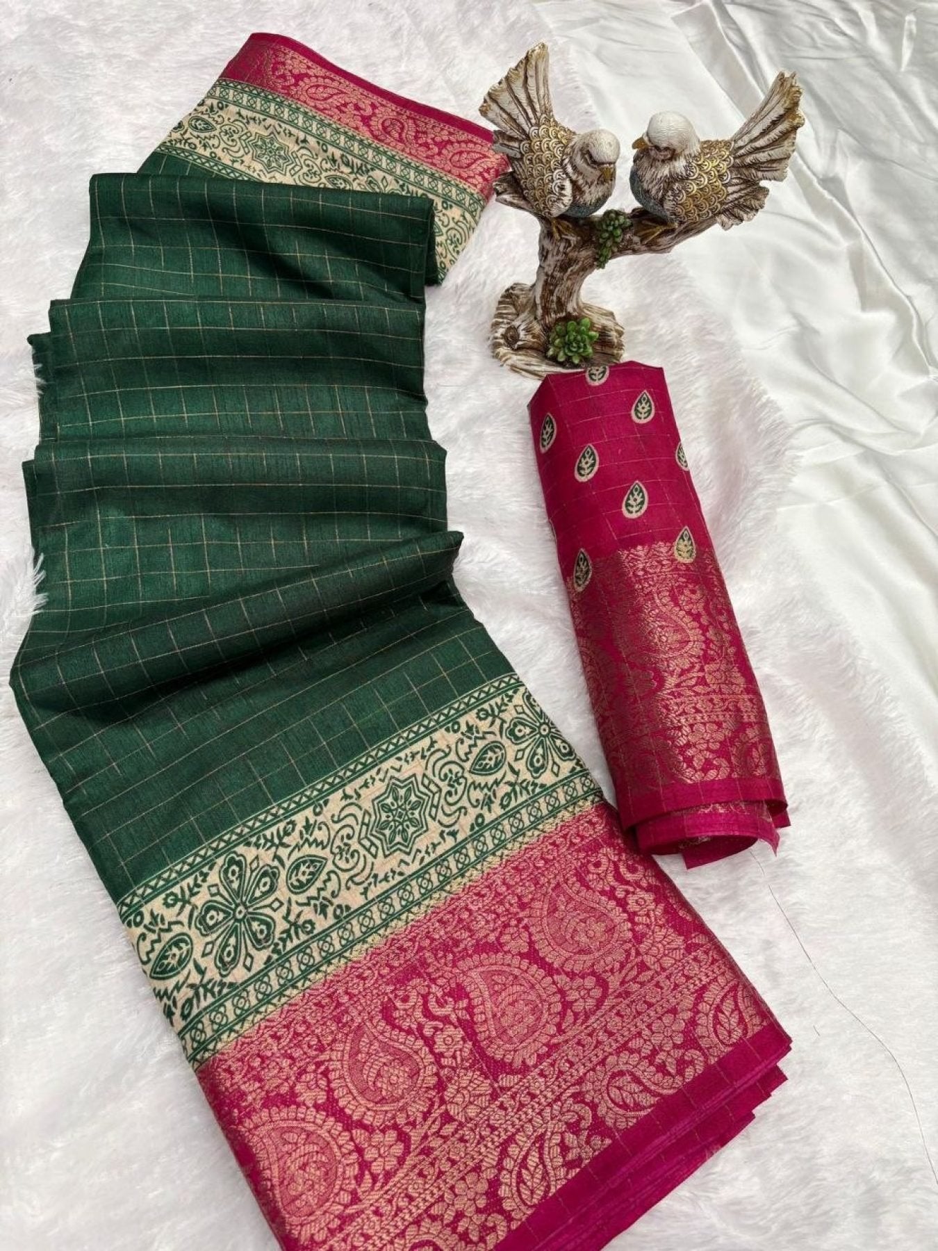 Green Kanjivaram Saree - drape and pallu detail