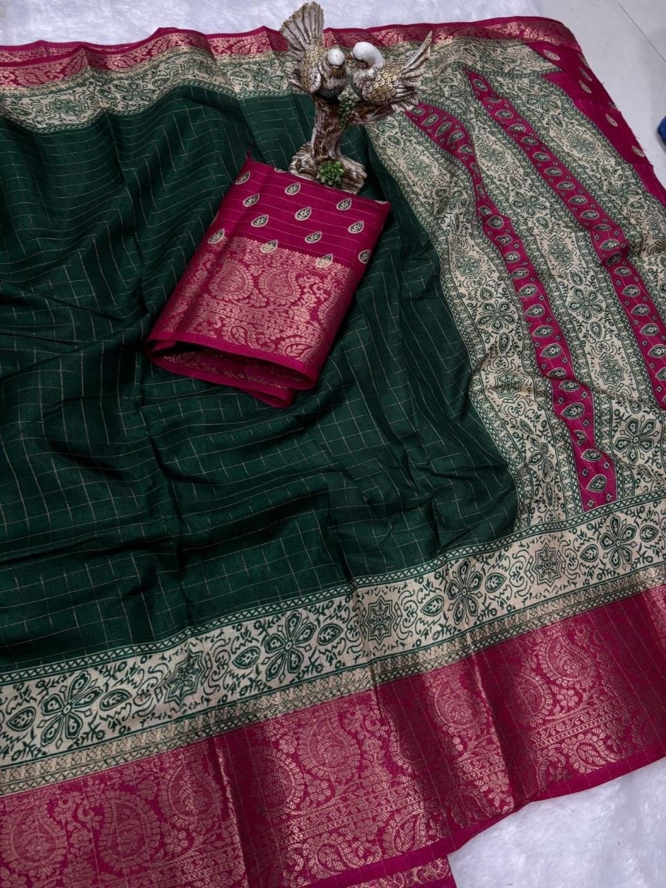 Green Kanjivaram Saree - side drape view