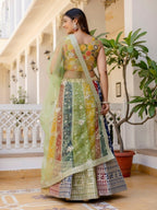 Mutli Faux Georgette Lehenga Choli with Heavy Sequins Embroidery back view
