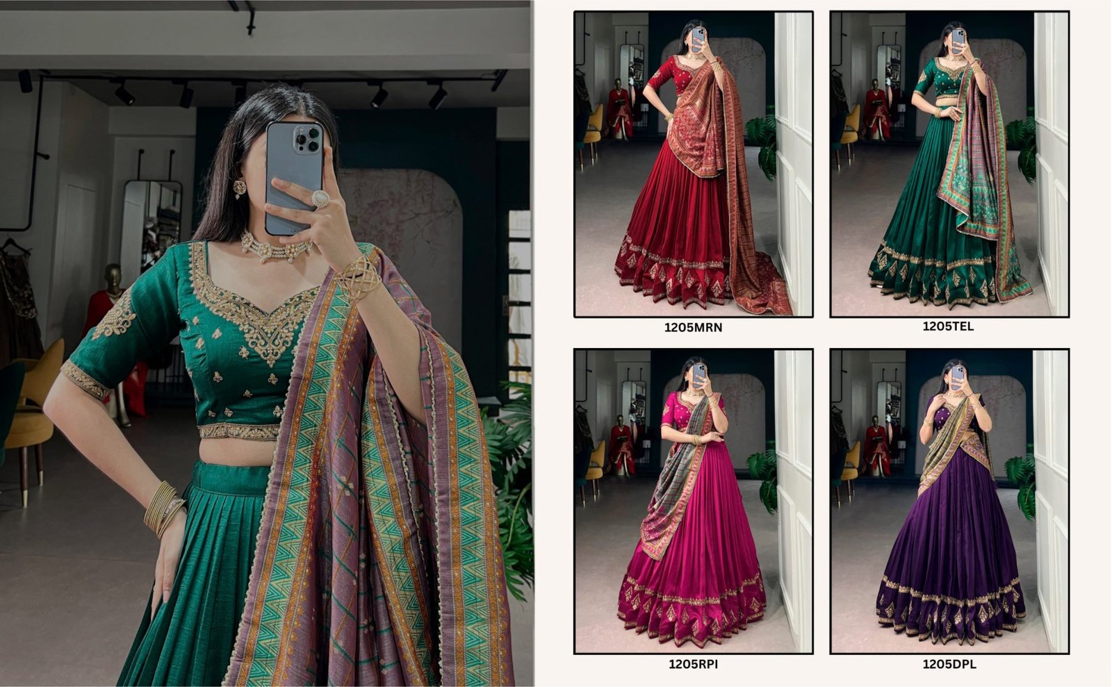 Vichitra Silk Lehenga Choli with Sequins Embroidery for Wedding Wear detailed view
