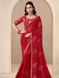 Red Georgette Saree for women - full front view | Snyvia