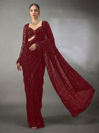 Maroon Saree for women - full front view | Snyvia