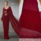 Maroon Saree - fabric texture close-up