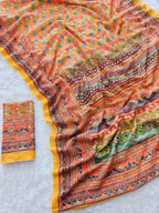 Orange Georgette Saree - fabric texture close-up